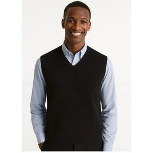 EDDIE BAUER MERINO WOOL VEST V NECK PULL ON GRANDPACORE QUIET LUXURY BLACK XXL